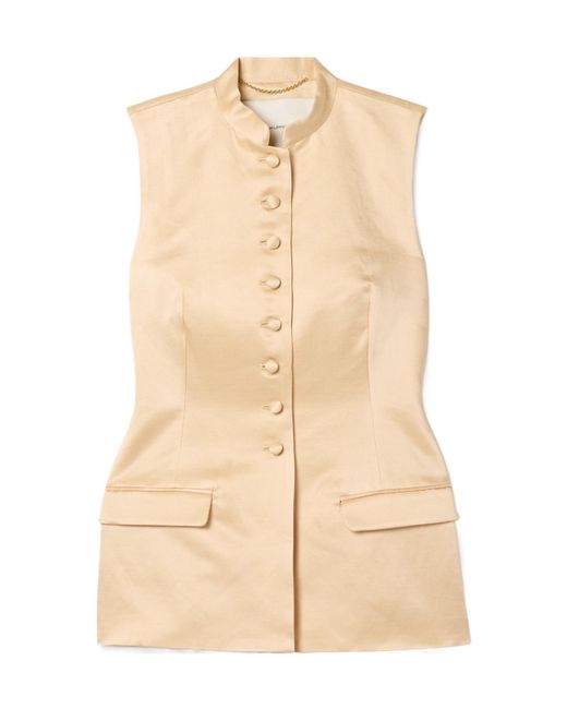 Adam Lippes Natural Minimal Satin Waistcoat
