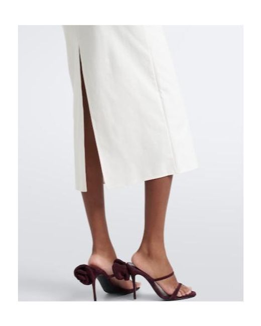 Magda Butrym White Floral-Appliqué Cotton Midi Dress