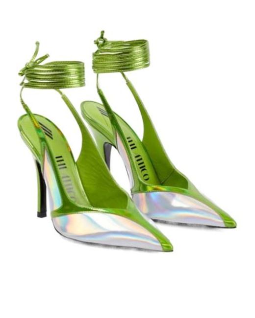 The Attico Green Venus Leather High-Heeled Sandals