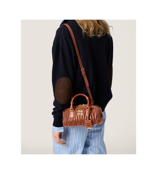 Miu Miu Brown Quilted Top-Handle Tote Bag