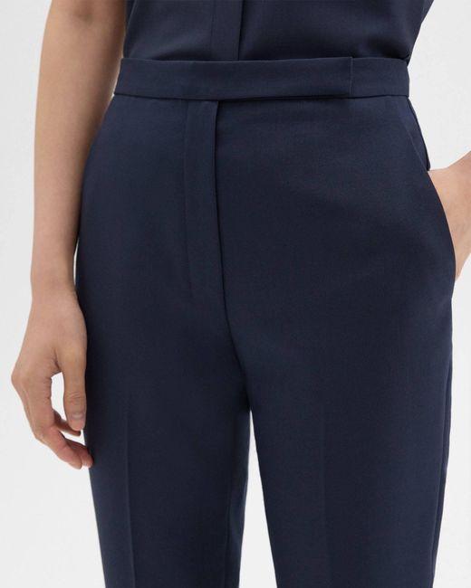 Theory Blue High-Waisted Slim Cropped Trousers