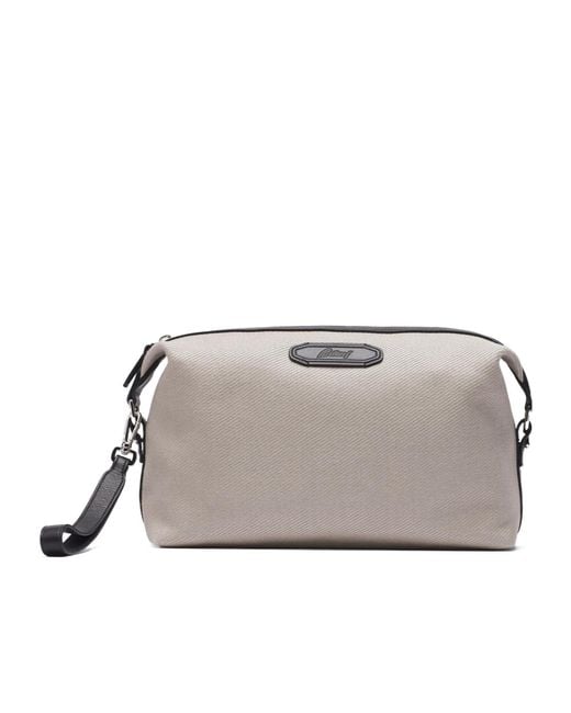 Brioni Gray And Ribbed Canvas Via Veneto Pouch for men