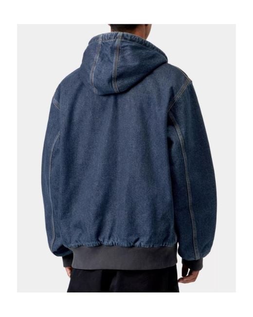 Carhartt Blue Logo Label Zipped Denim Jacket for men