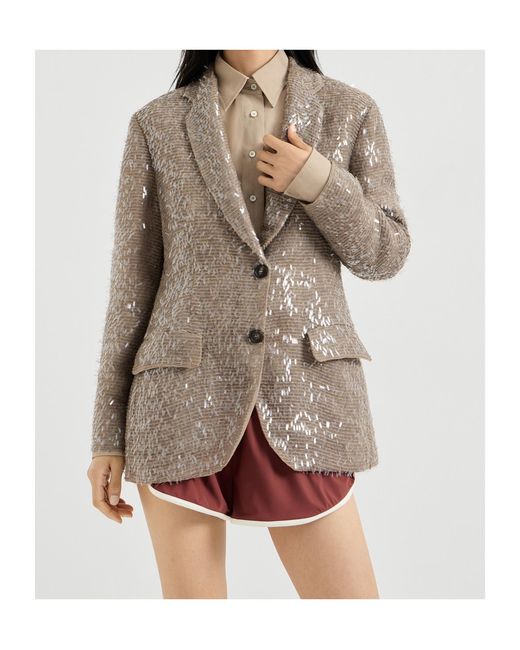 Brunello Cucinelli Brown Button-Fastening Blazer