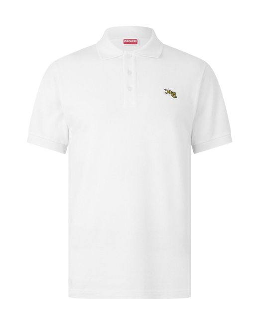 KENZO White Solid Short-Sleeve Polo Shirt for men