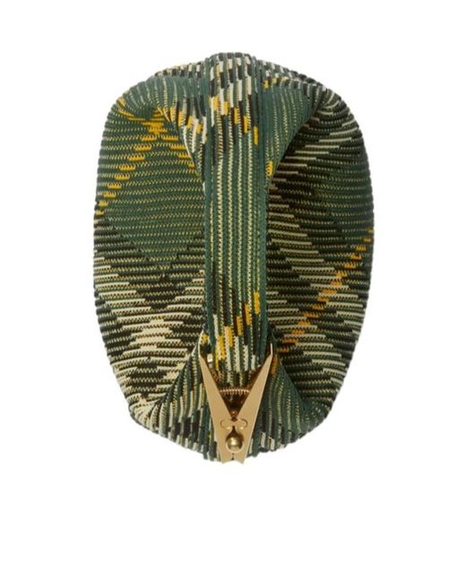 Burberry Green Peg Check-Pattern Zipped Mini Shoulder Bag
