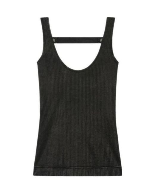 Givenchy Black Scoop-Neck Leather Top