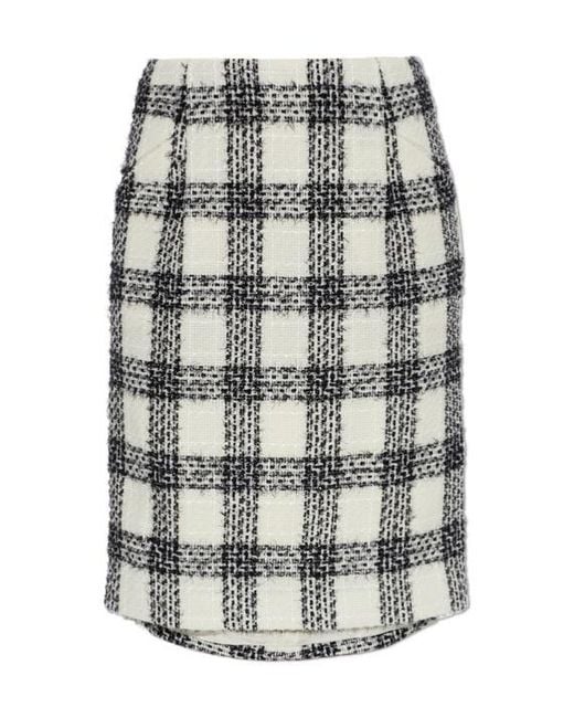 Vetements White Checked Asymmetric Tweed Skirt