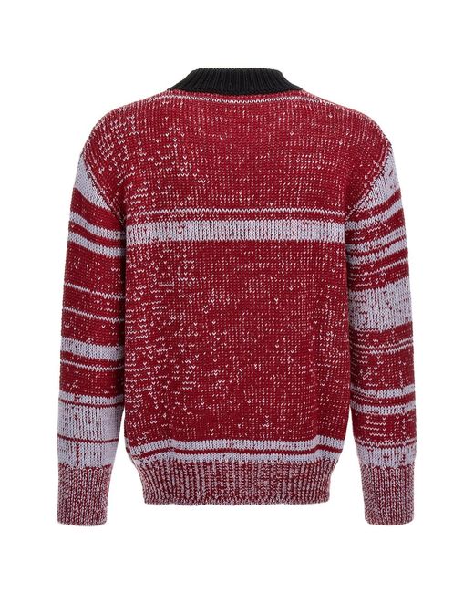 Marni Red Logo Intarsia Crewneck Jumper for men