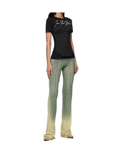 Jean Paul Gaultier Green Spiral-Print Trousers