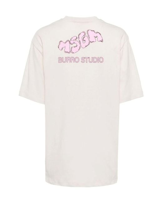 MSGM White Graphic Print T-Shirt for men
