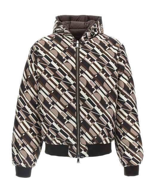 Fendi Gray Reversible Quilted Hooded Jacket for men
