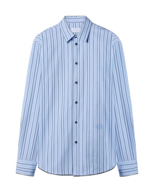 Off-White c/o Virgil Abloh Blue Striped Curved Hem Shirt for men