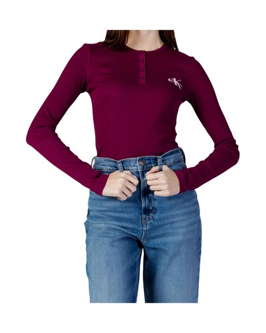 Calvin Klein Blue Long-Sleeved Button-Up T-Shirt