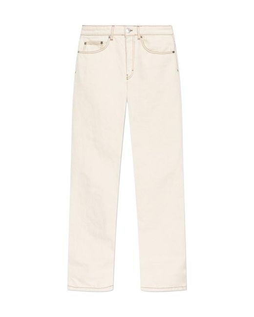 AMI White Contrast Stitch Jeans for men