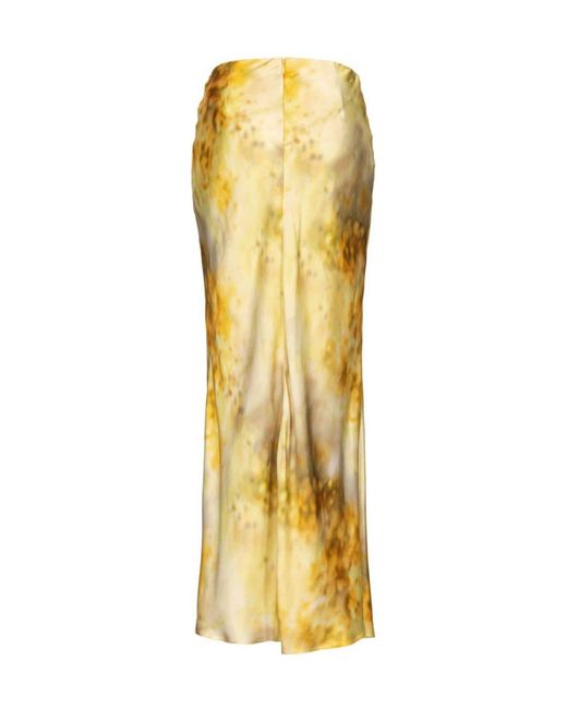 Pinko Metallic Faded Floral Print Gathered Skirt