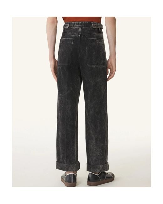 Lanvin Gray Belted Wide-Leg Jeans for men