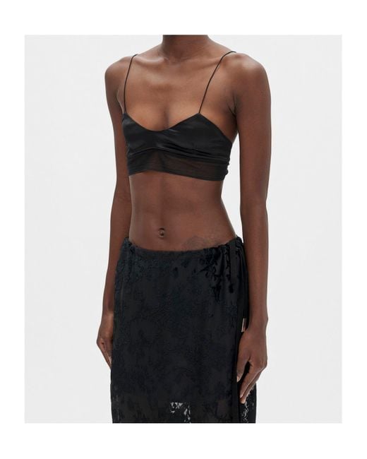 Ann Demeulemeester Black Scoop-Neck Cropped Top
