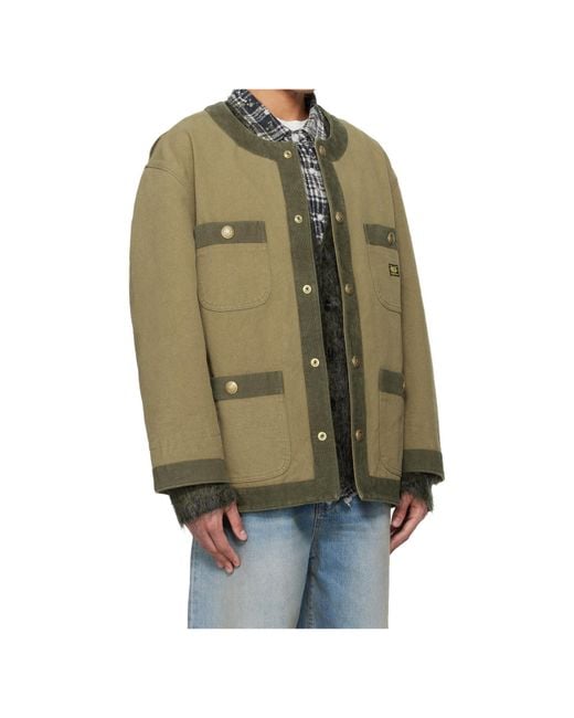 R13 Green Crew Neck Work Jacket for men