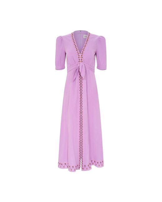 Saloni Purple V-Neck Dress
