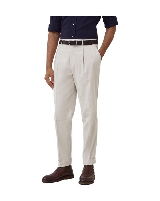 Brunello Cucinelli Blue Pleated Tailored Trousers for men