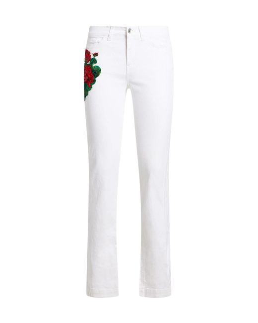Dolce & Gabbana White Solid Color Straight Leg Pants