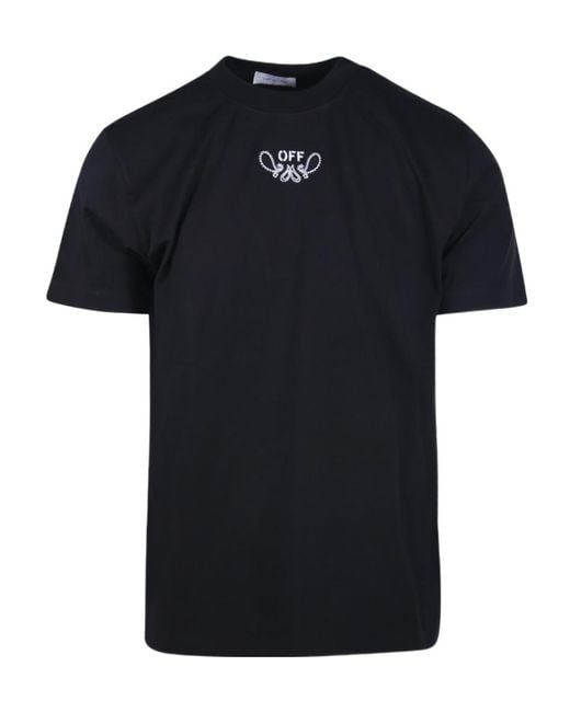 Off-White c/o Virgil Abloh Black Logo Printed Crewneck T-Shirt for men