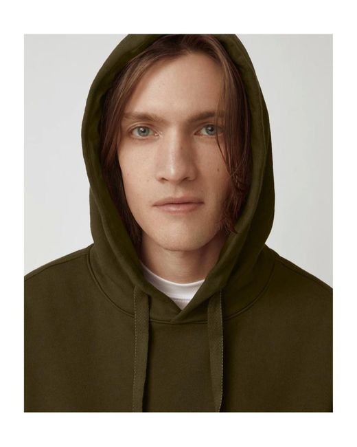 Canada Goose Green Logo Embroidered Drawstring Hoodie for men