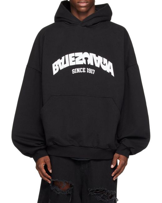 Balenciaga Blue Flip Logo Printed Hoodie for men