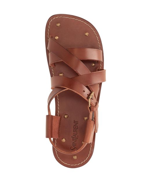 Saint Laurent Brown Cheever Buckle-Fastening Flat Sandals for men