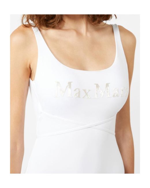 Max Mara White Bchcarisma Logo Printed One-Piece Swimsuit