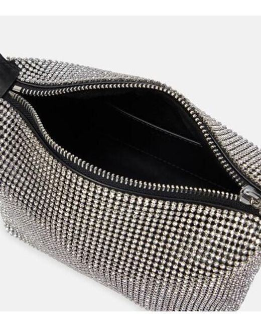 Eera Black Moonbag Embellished Mesh Shoulder Bag