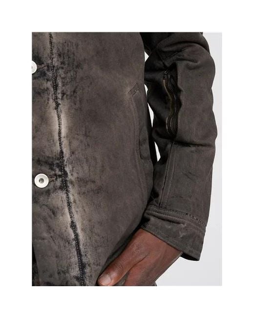 Rick Owens Black Collared Long-Sleeved Casual Jacket for men