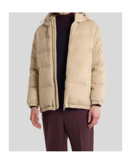 Etro Natural Quilted Hooded Down Jacket for men