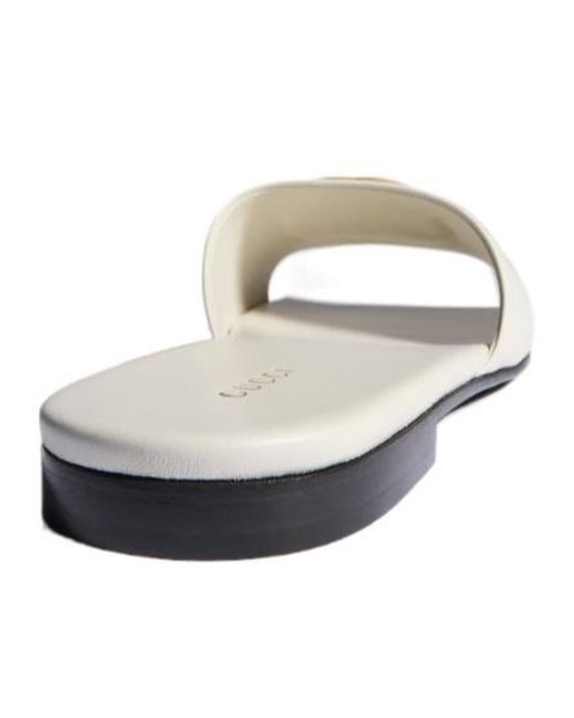 Gucci White Logo Slide Sandals