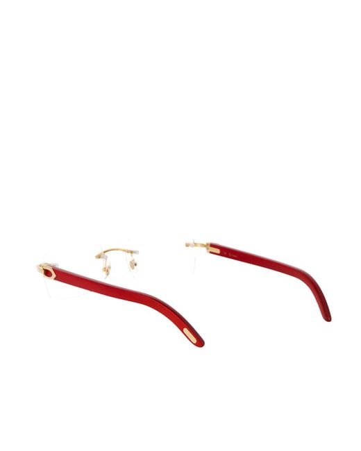 Cartier White Rimless Rectangular Glasses for men