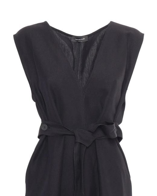 Fabiana Filippi Blue V-Neck Tied-Waist Sleeveless Dress