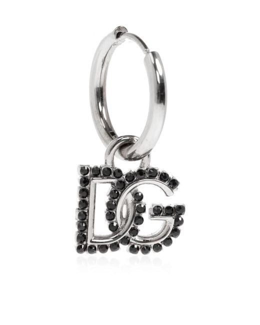 Dolce & Gabbana White Dg Pendant Single Earring for men