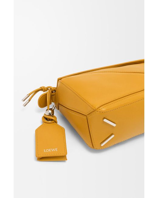 Loewe Yellow Mini Featherlight Puzzle Leather Tote Bag