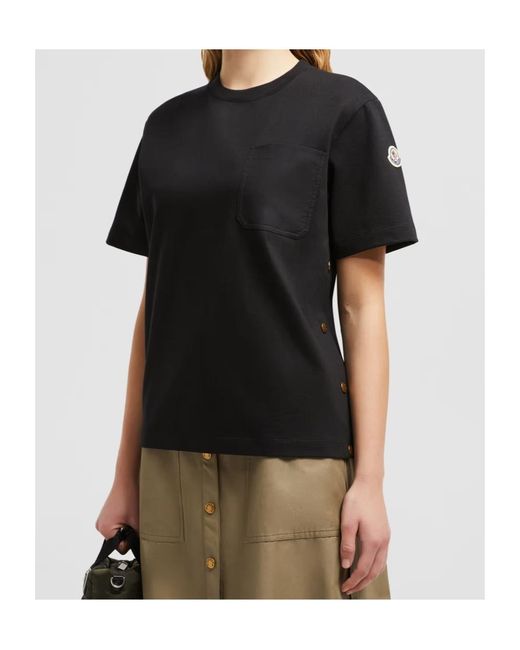 Moncler Black Pocket Detailed Crewneck T-Shirt