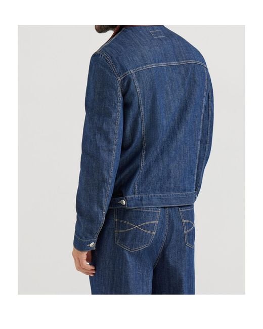 Brunello Cucinelli Blue Single Breasted Denim Jacket for men