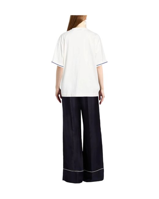 Burberry White Simple Solid-Color T-Shirt