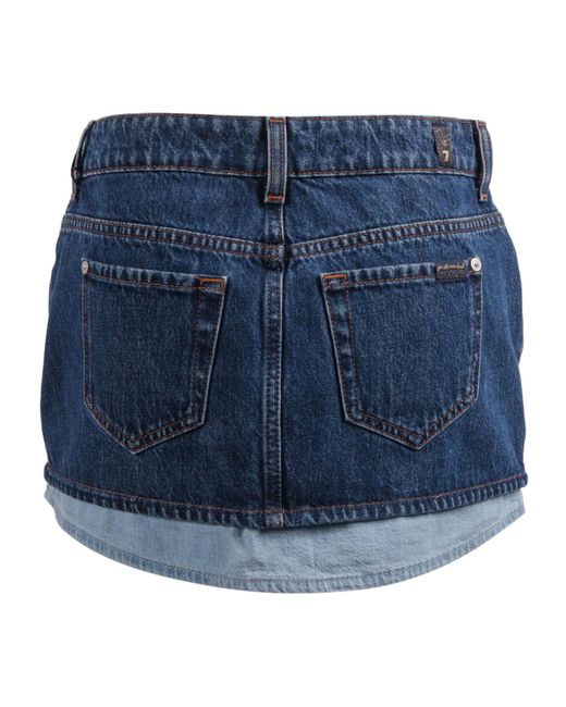 7 For All Mankind Blue Double Layered Mini Skirt