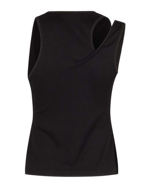 Christopher Esber Black Asymmetric Ribbed Tank Top