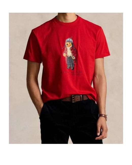Ralph Lauren Red Polo Classic Fit Polo Bear Jersey T-Shirt for men