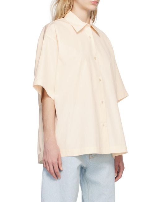 Studio Nicholson White Lapel Short-Sleeved Shirt