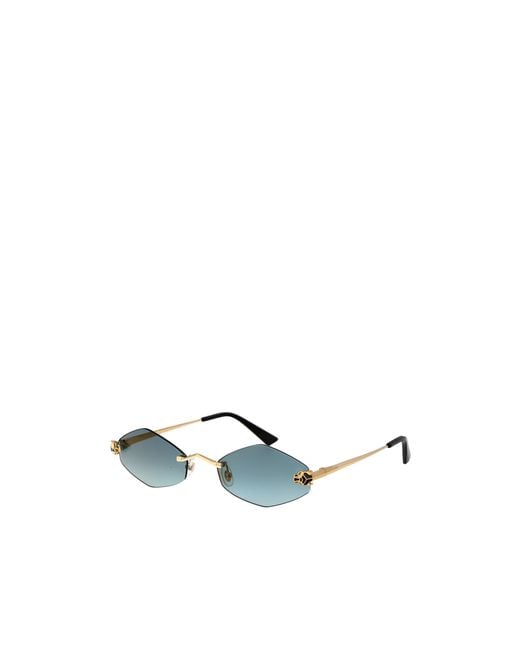 Cartier Blue Geometric Frame Sunglasses