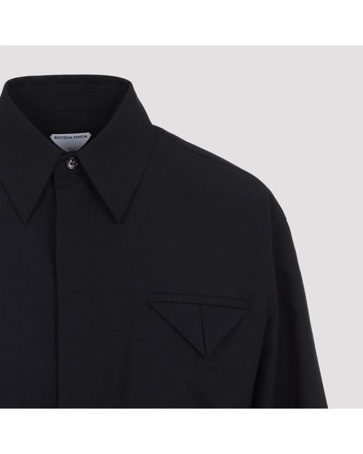 Bottega Veneta Blue Long Sleeved Straight Hem Shirt