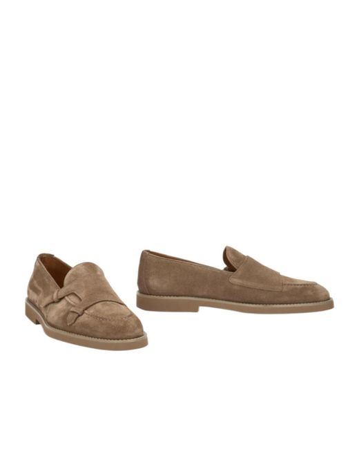 Doucal's Brown Strap Detail Suede Loafers for men