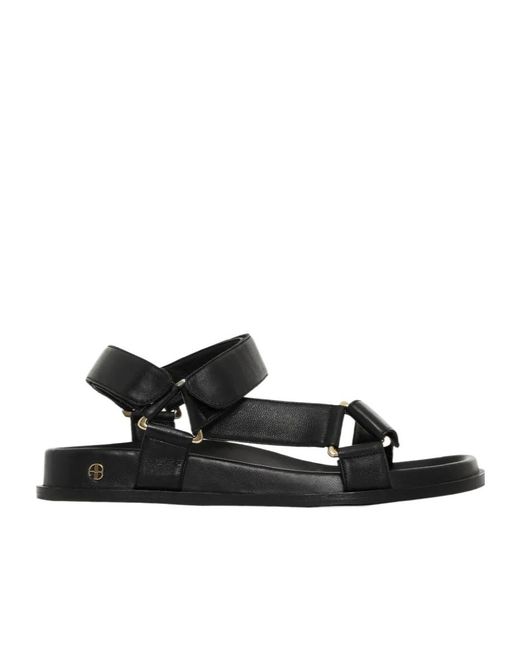 Anine Bing Black Touch-Strap Sandals